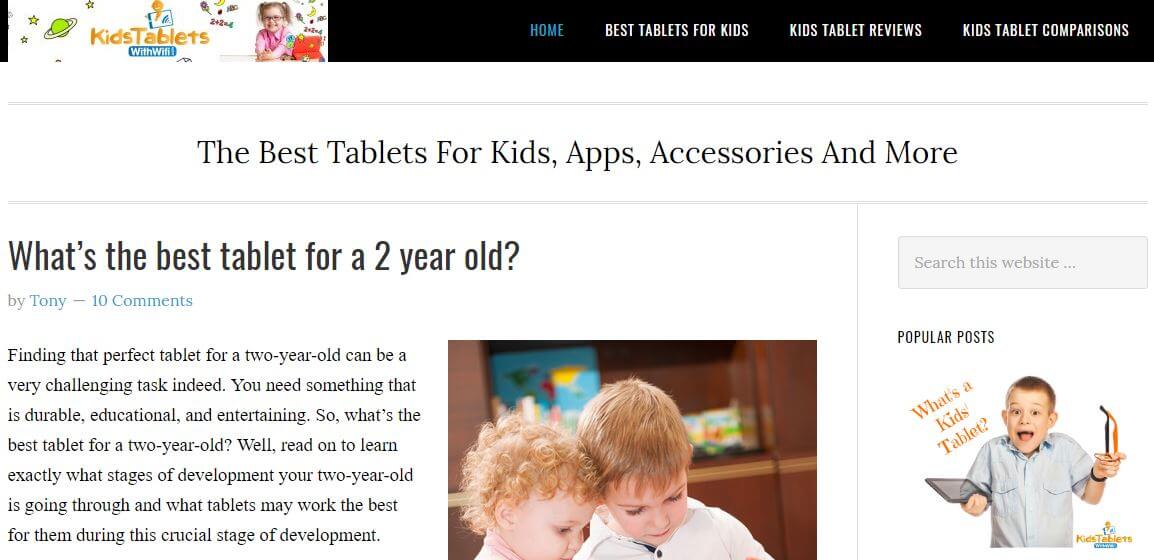 KidsTabletswithWiFi -Amazon Affiliate Website Example